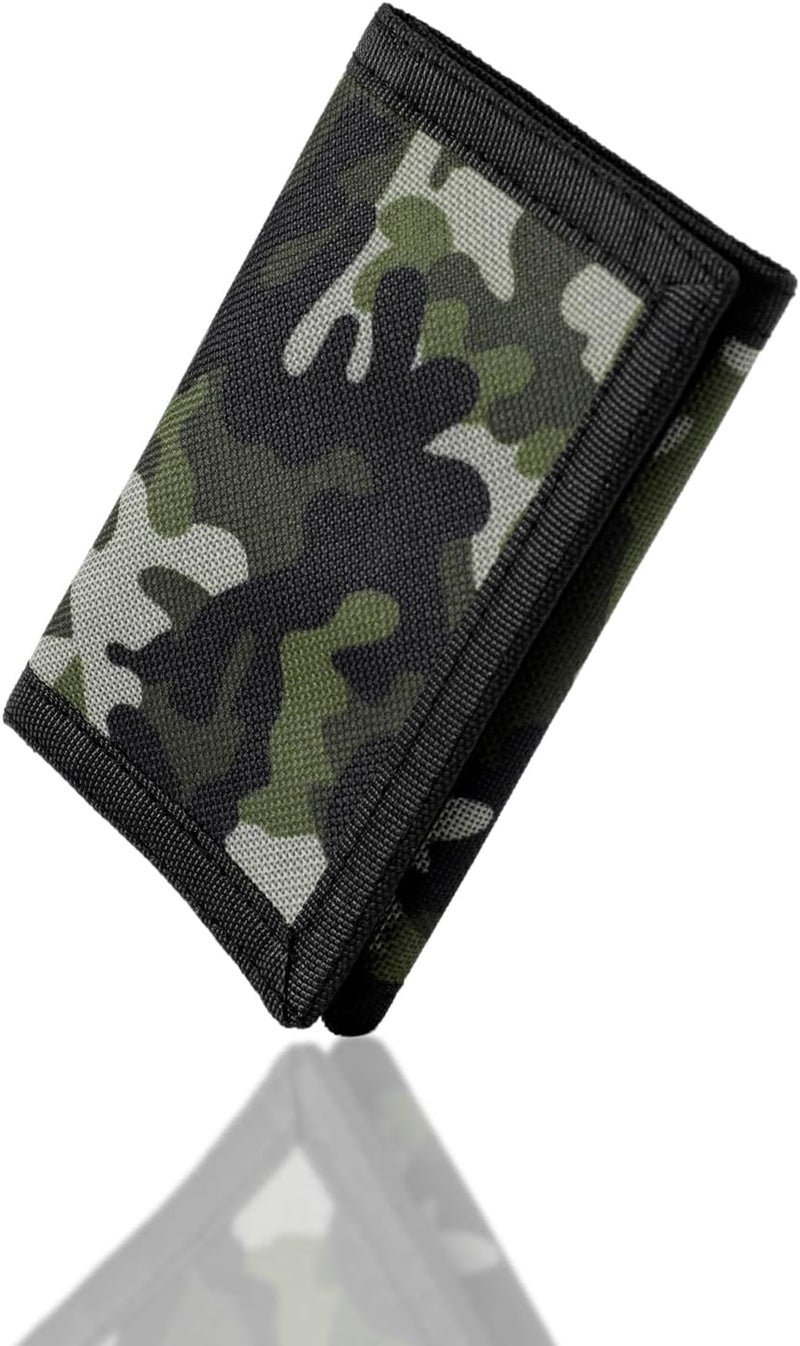 Nitort Kids Wallet RFID Trifold Strong Velcro Canvas School Coin Pocket with Zipper Lovely Novelty Card Holder for Sports Children Birthday Festival Gifts (2-Green Camouflage) - Image 2
